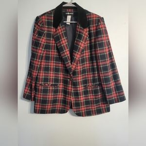 Sag Harbor Vintage Wool Blend Plaid Jacket Wool Blend Size 16